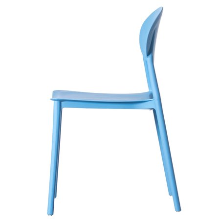 Fabulaxe Modern Plastic Outdoor Dining Chair with Open Oval Back Design, Blue, PK 2 QI004226.BL.2